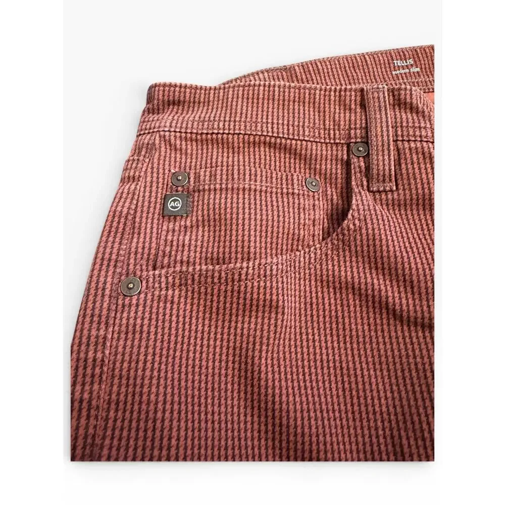 AG Tellis Modern Slim Jeans 34x34 Red Houndstooth Stretch